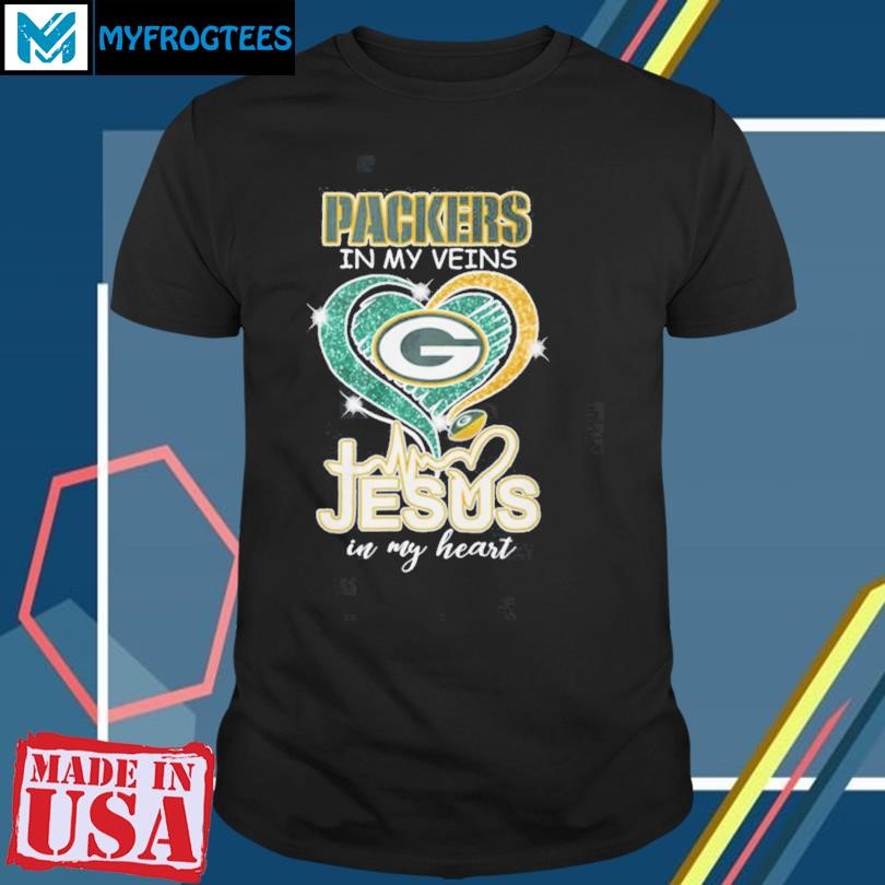 Green Bay Packers in my veins Jesus in my heart 2024 shirt