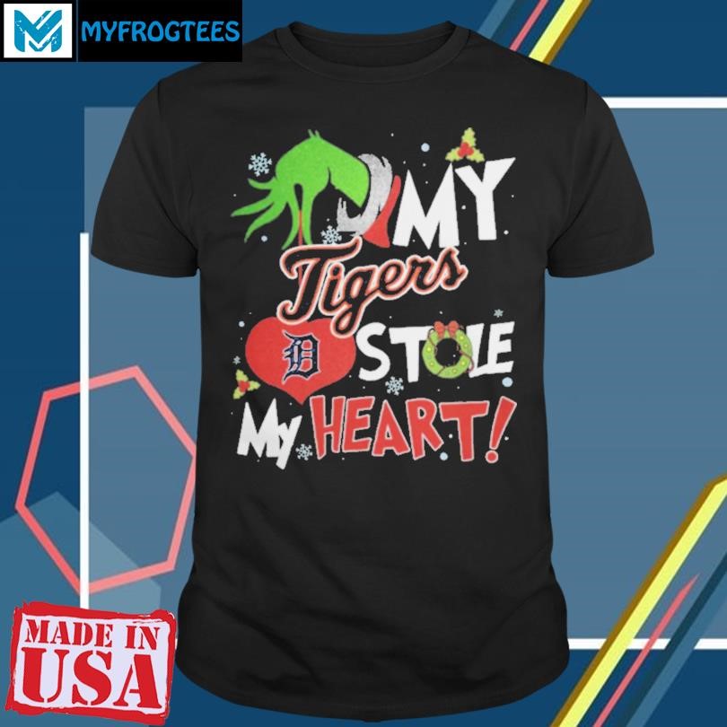 Grinch Hand My Detroit Tigers Stole My Heart Christmas 2024 Shirt