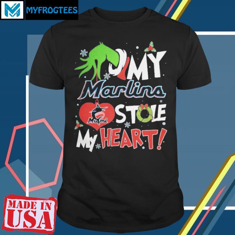 Grinch Hand My Miami Marlins Stole My Heart Christmas 2024 Shirt