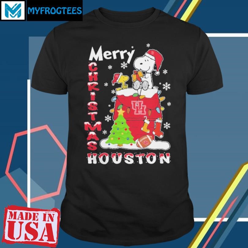 Houston Cougars Snoopy And Woodstock Merry Christmas Shirt