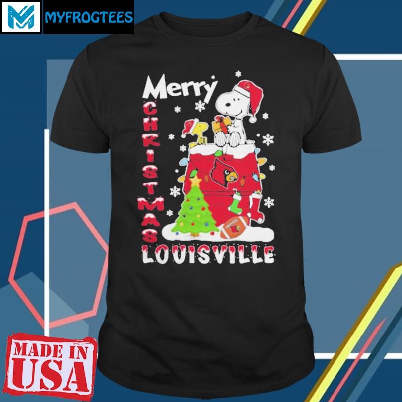 Louisville Cardinals Snoopy And Woodstock Merry Christmas Shirt