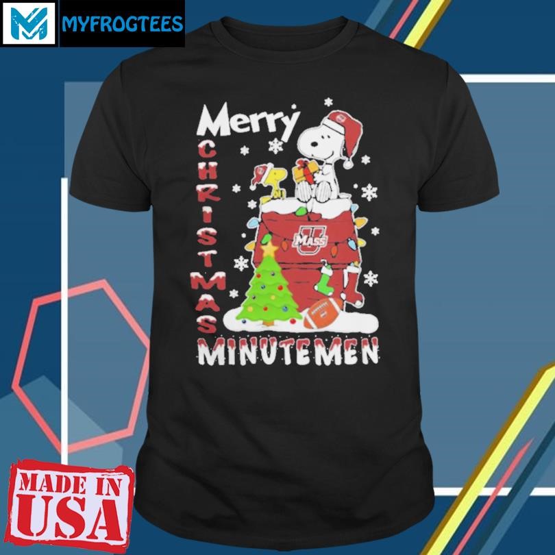 Massachusetts Minutemen Snoopy And Woodstock Merry Christmas Shirt