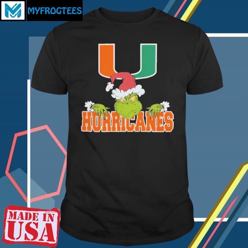 NCAA Miami Hurricanes Logo Football Grinch Christmas T Shirt