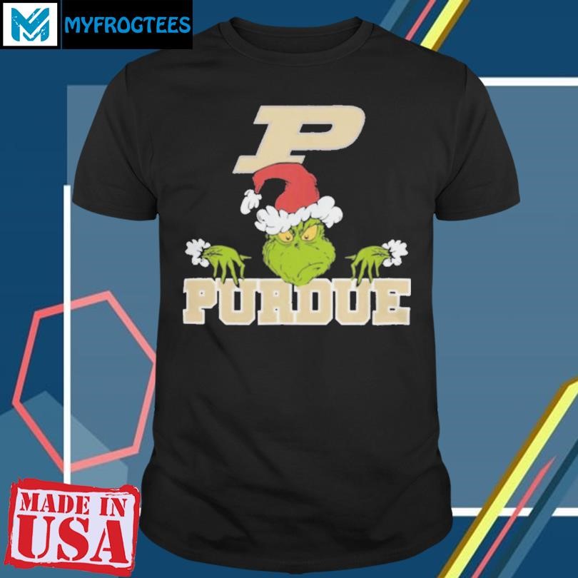 NCAA Purdue Boilermakers Logo Football Grinch Christmas T Shirt