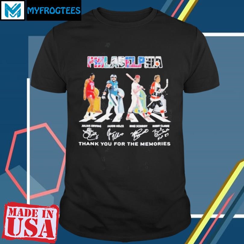 Philadelphia Abbey Road Julius Erving Jason Kelce Mike Schmidt And Bobby Clarke Signatures Shirt