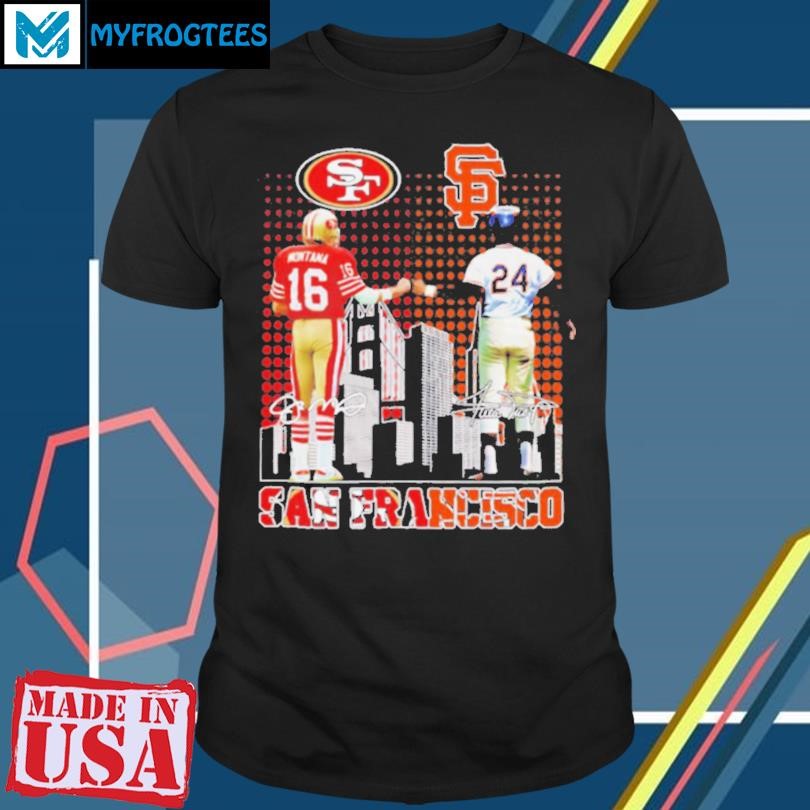 San Francisco 49ers Joe Montana x San Francisco Giants Willie Mays skyline shirt