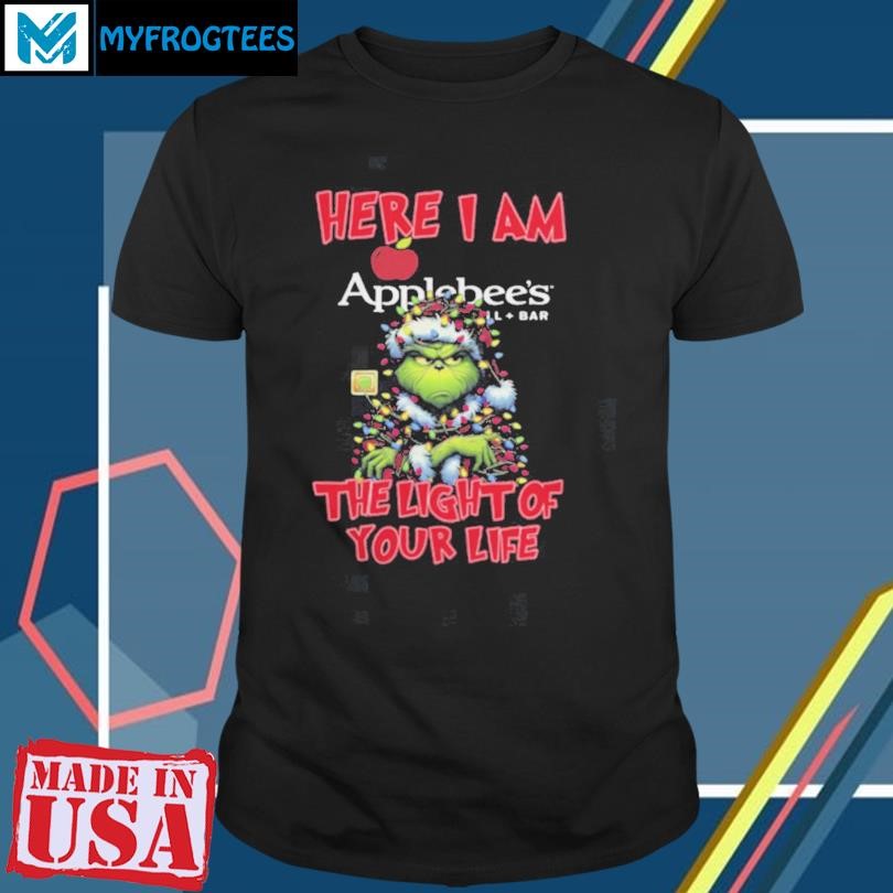 Santa Grinch Here I Am Applebee’s The Light Of Your Life Christmas Light Shirt