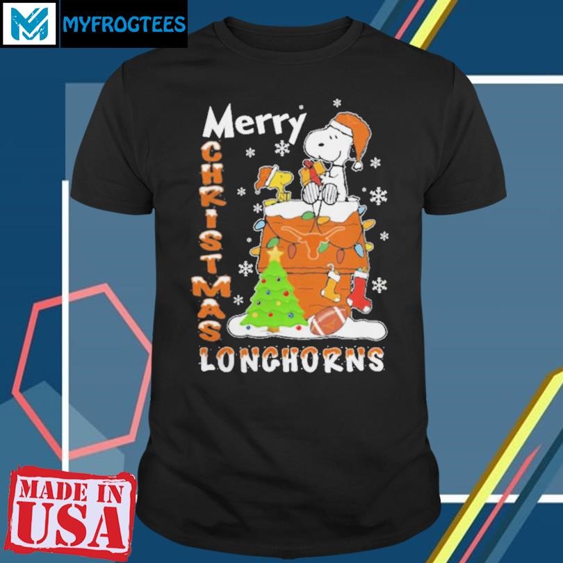 Texas Longhorns Snoopy And Woodstock Merry Christmas Shirt