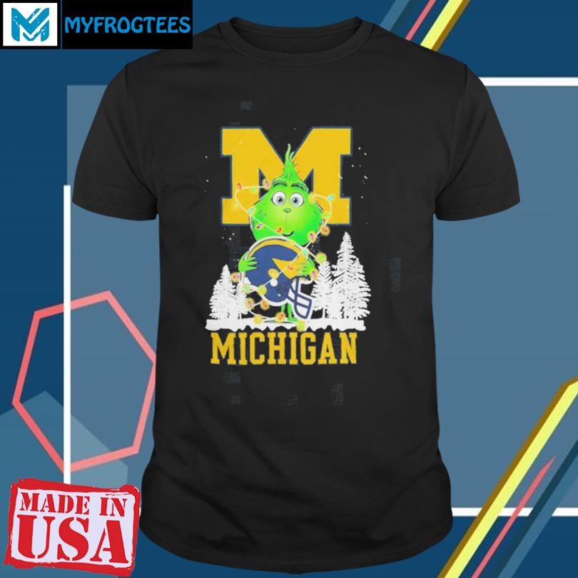 The Grinch Hug Michigan Wolverines Helmet Christmas Shirt