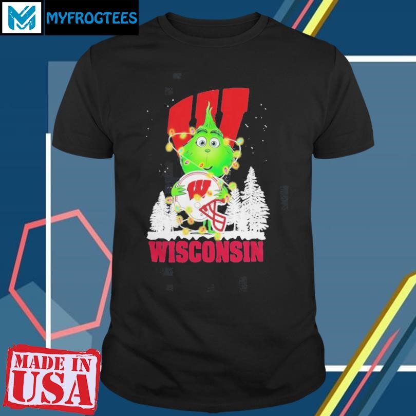 The Grinch Hug Ohio Wisconsin Badgers Helmet Christmas Shirt