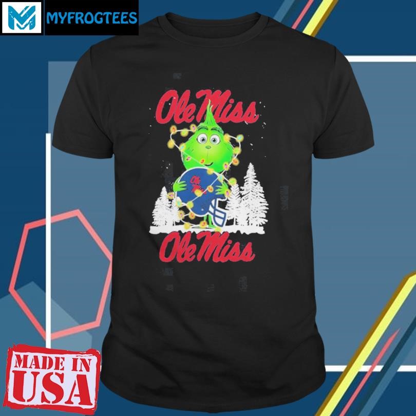 The Grinch Hug Ole Miss Rebels Helmet Christmas Shirt