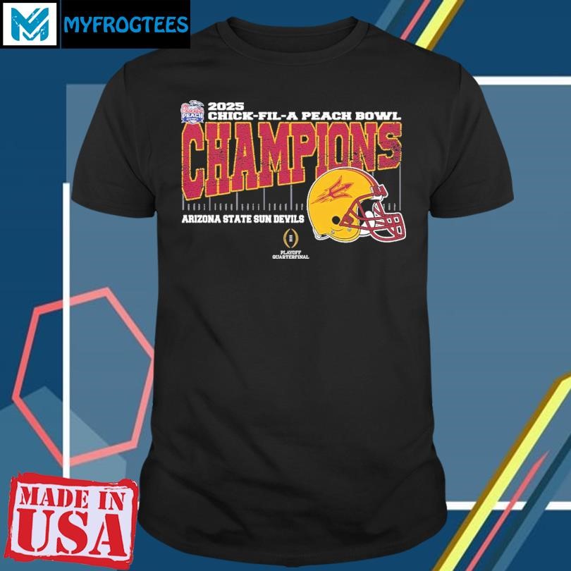 Arizona State Sun Devils 2025 Chick fil A Peach Bowl Champions College Football Playoff Quarterfinal Vintage Style With Helmet shirt