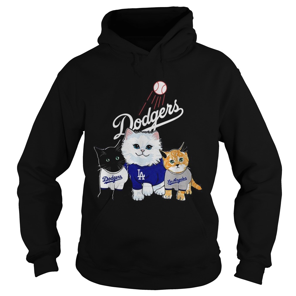 Three cat black white and yellow Los Angeles Dodgers shirt, hoodie, tank  top, sweater