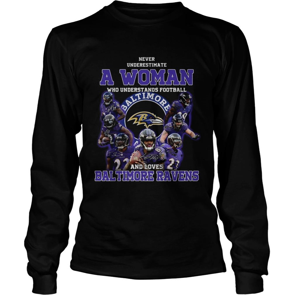 Never Underestimate a woman who understands football and love Baltimore Ravens  shirt, hoodie, sweater, long sleeve and tank top