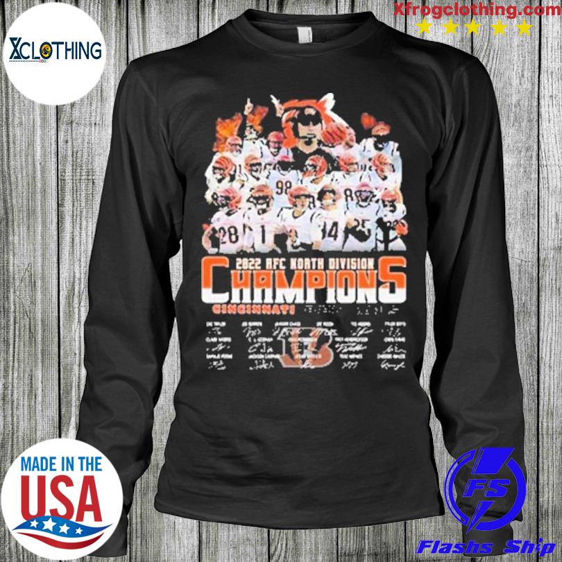 Official cincinnati bengals 2022 afc north division champions signatures  shirt, hoodie, sweater, long sleeve and tank top