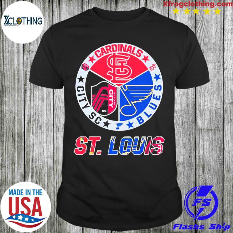 St. Louis Cardinals Red & White Blues St. Louis Blues t-shirt by