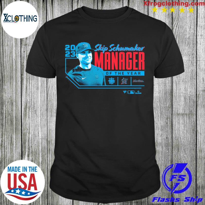 Miami Marlins Skip Schumaker Fanatics Branded Black 2023 NL Manager of the Year T-Shirt