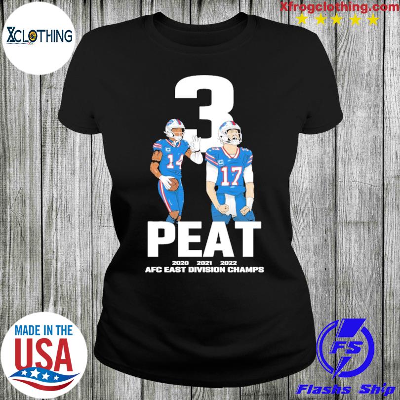 3 peat 2023 2021 2022 AFC east Division champs 14 17 shirt, hoodie