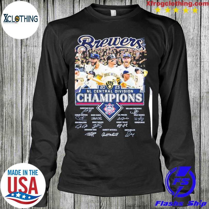 Official Brewers team 2023 nl central Division champions postseason  signatures T-shirt, hoodie, tank top, sweater and long sleeve t-shirt