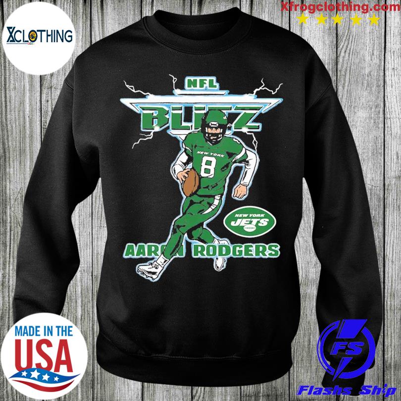 Aaron Rodgers New York Jets Homage Blitz Graphic T-shirt - Shibtee Clothing