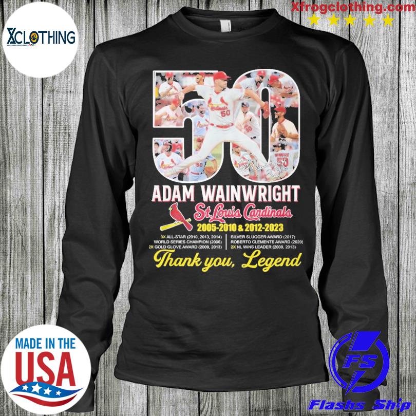 Adam Wainwright St. Louis Cardinals 2005 – 2010 & 2012 2023 Thank You,  Legend T Shirt - Limotees