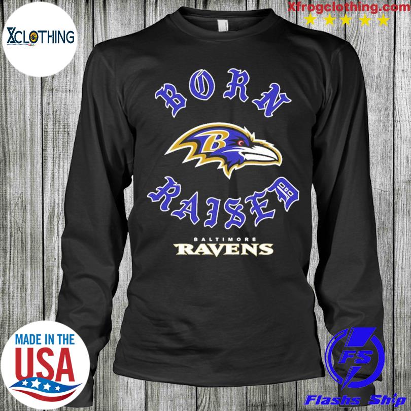 Unisex Born x Raised Purple Baltimore Ravens Pullover Hoodie Size: Large