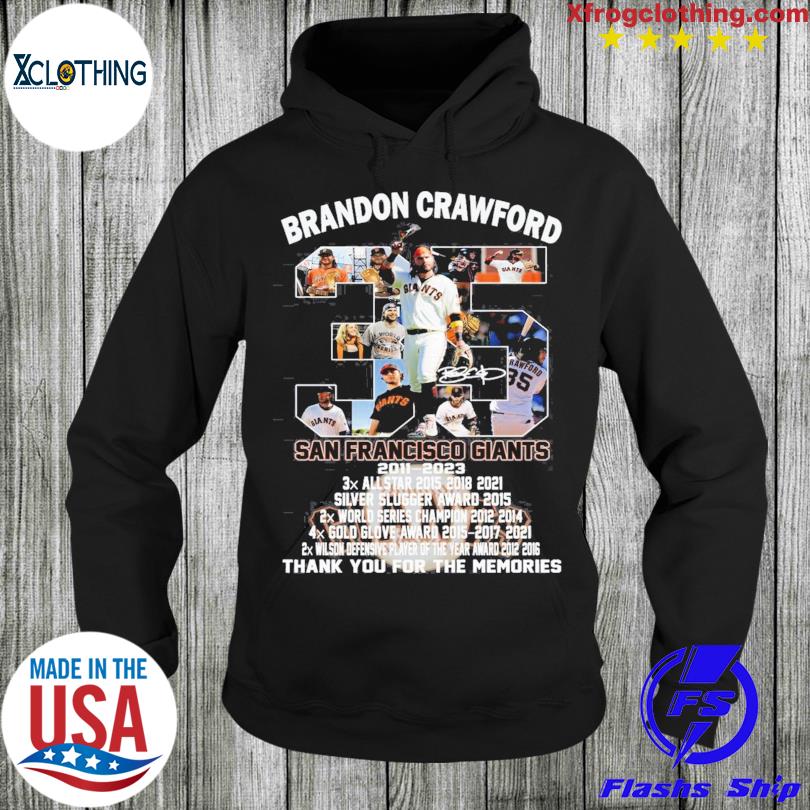 Official 35 brandon crawford san francisco giants 2011 2023 thank you for  the memories signature T-shirt, hoodie, tank top, sweater and long sleeve  t-shirt