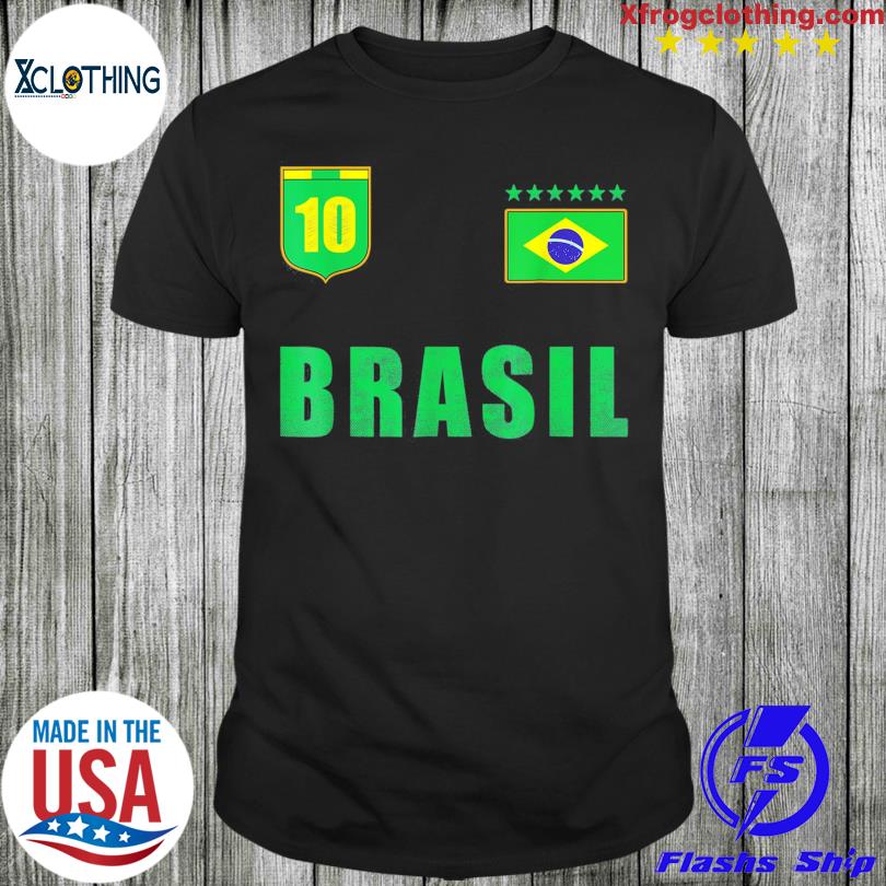 Brazil Jersey Number ten Brazilian Futebol Soccer Tee Shirt