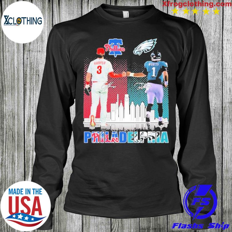 Design philadelphia Phillies Bryce Harper And Eagles Jalen Hurts T Shirt,  hoodie, sweater, long sleeve and tank top