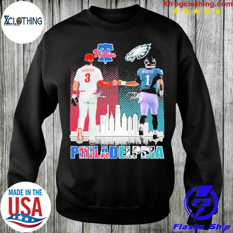 Awesome bryce Harper and Jalen Hurts Philadelphia sport team, Phillies and  Eagles signatures shirt, hoodie, sweater, long sleeve and tank top