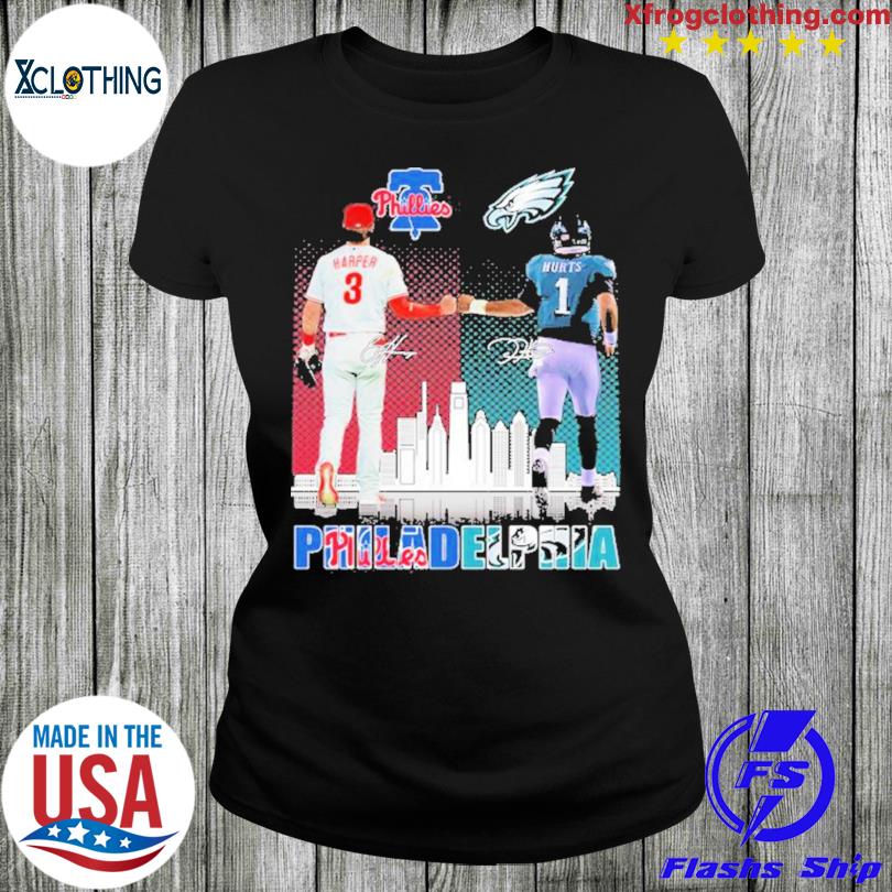 Bryce Harper and Jalen Hurts Philadelphia sport team, Phillies and Eagles  signatures shirt, hoodie, sweater, long sleeve and tank top