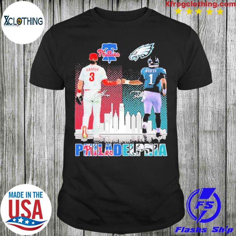 Official 2022 Bryce harper and jalen hurts philadelphia sport teams  signatures t-shirt, hoodie, sweater and long sleeve