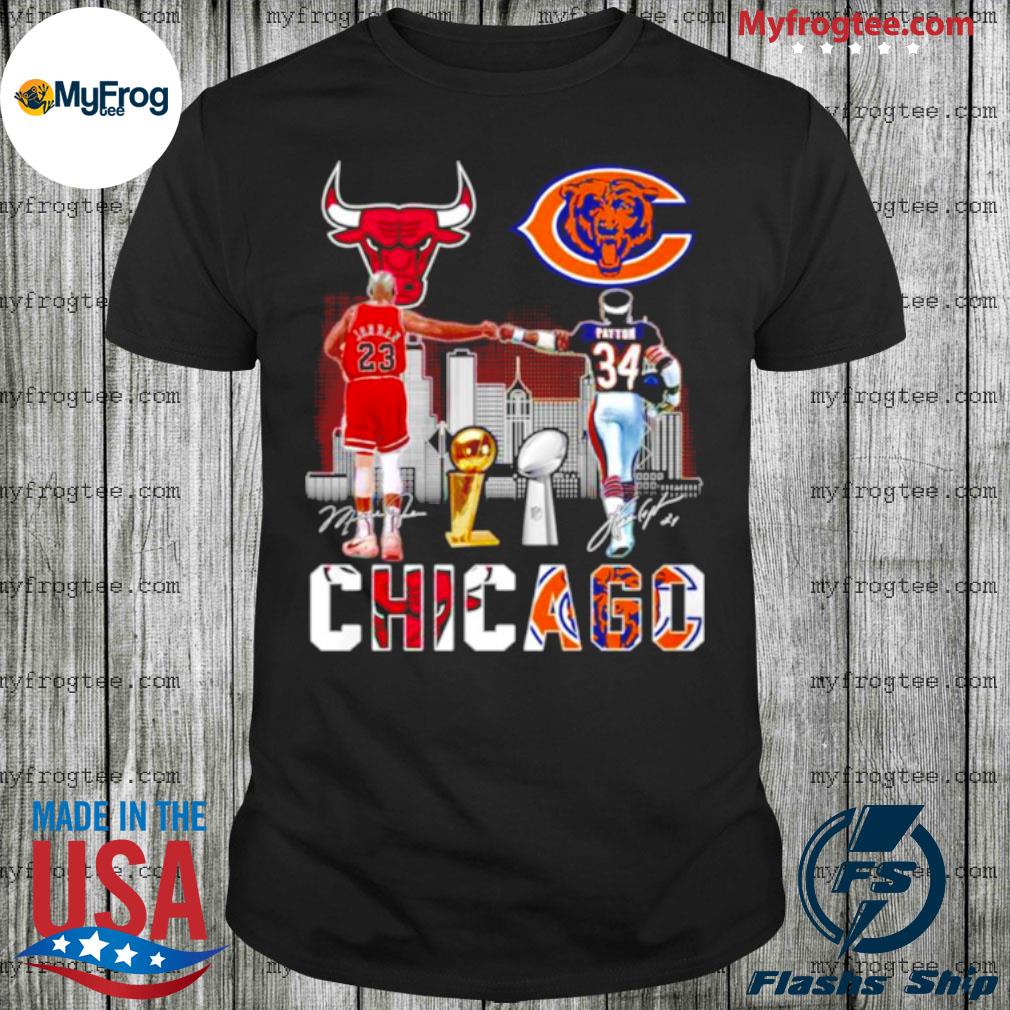 Chicago Sport Teams Walter Payton And Michael Jordan Skyline Signatures  Shirt - Shibtee Clothing