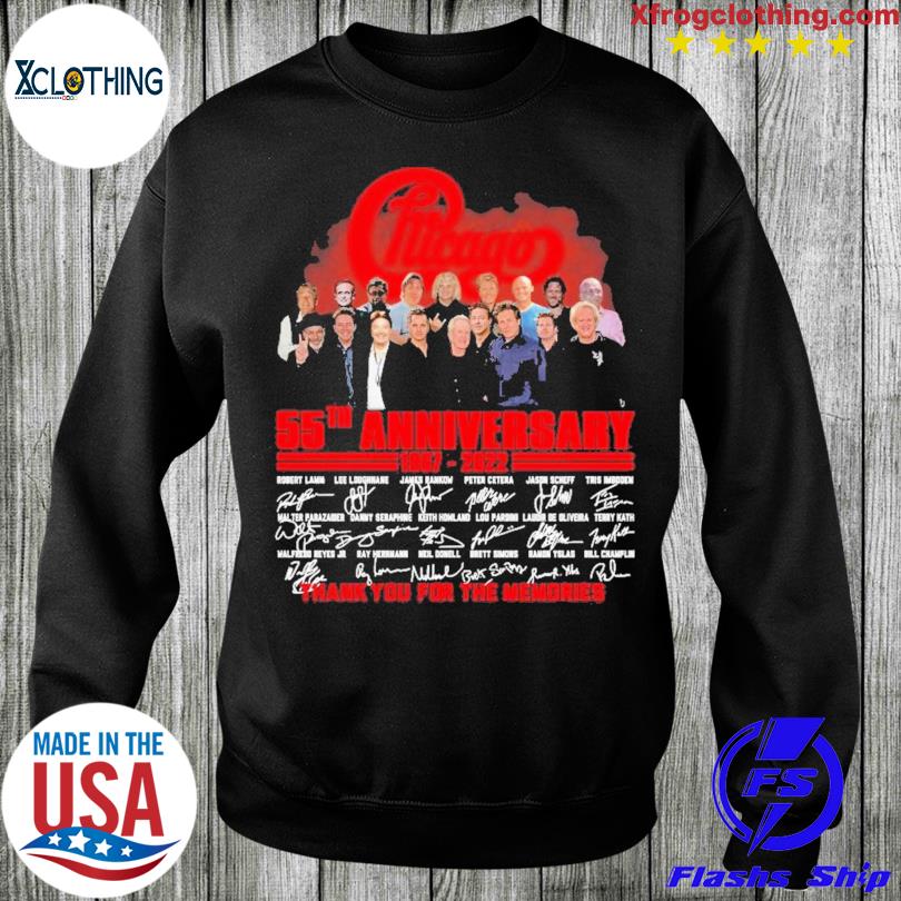 Chicago rock band 55th anniversary 1967 2022 signature 2023 white design  tee shirt, hoodie, sweater, long sleeve and tank top