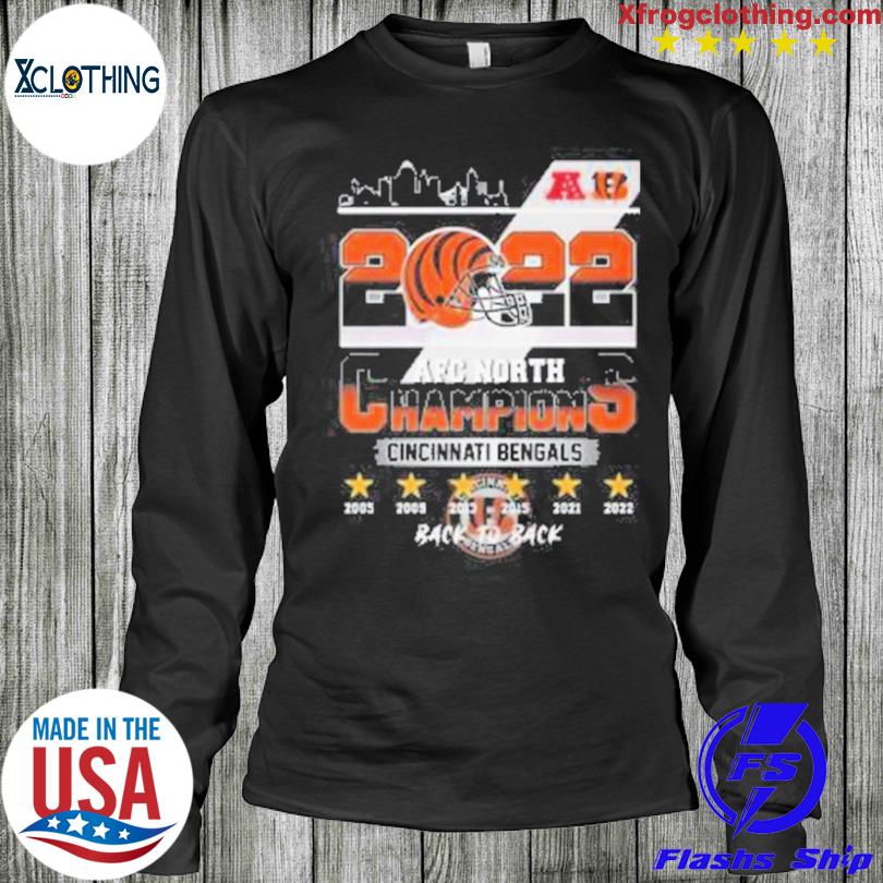 Cincinnati bengals 2022 afc north champions 2005-2022 back to back shirt,  hoodie, sweater, long sleeve and tank top