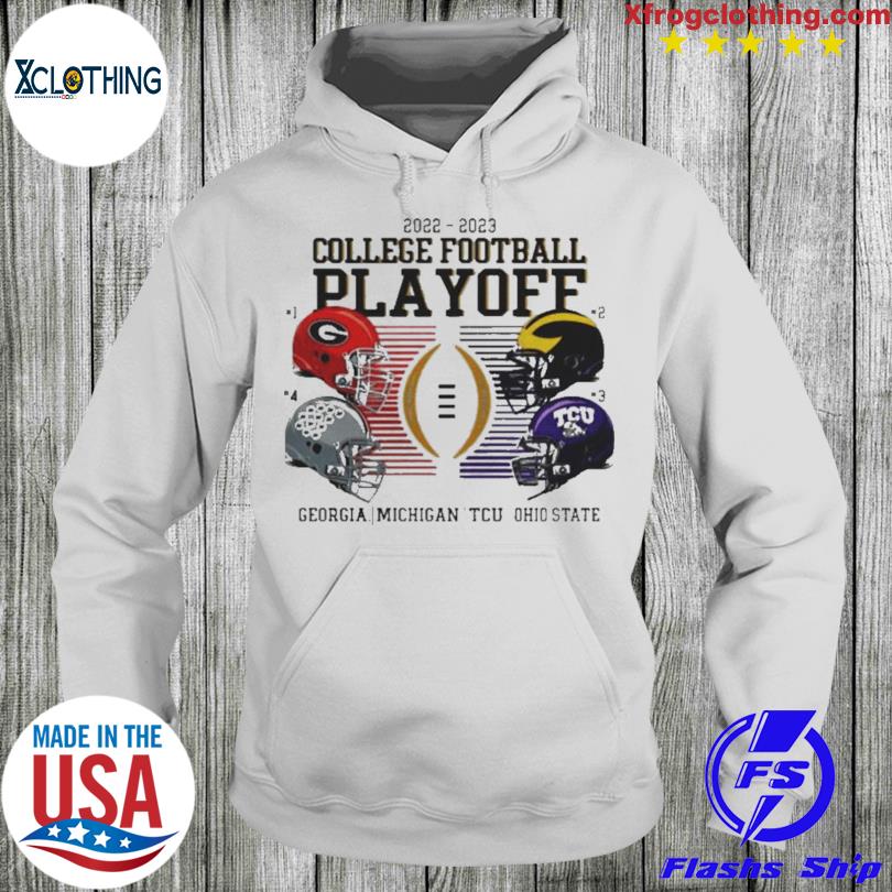 2022-2023 College football playoff Georgia Michigan TCU Ohio State football  helmet logo T-shirt, hoodie, sweater, long sleeve and tank top