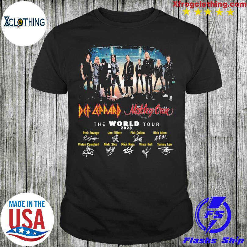 Def Leppard Motley Crue The world tour 2023 signatures T-shirt