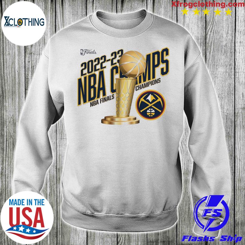 Men's Fanatics Branded White Denver Nuggets 2023 NBA Finals Champions Floater Trophy T-Shirt