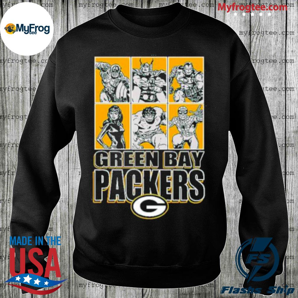 Green bay packers disney marvel avengers line-up shirt, hoodie, sweater,  long sleeve and tank top