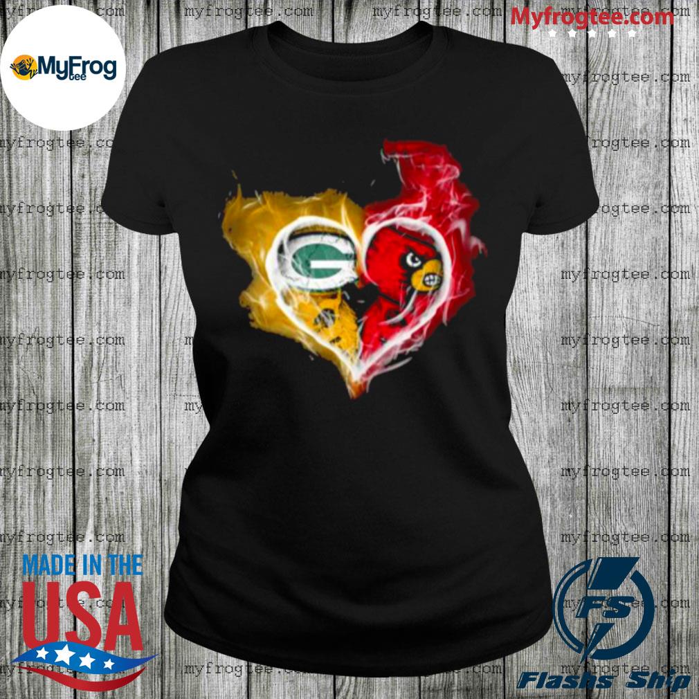 Packers and Arizona Cardinals Heart Skull Shirt, Green Bay Packers Gifts  for Him, Representing Dual Allegiances