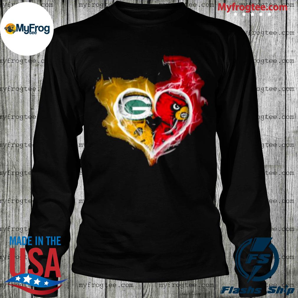 Heart Skull Green bay packers and Arizona Cardinals shirt