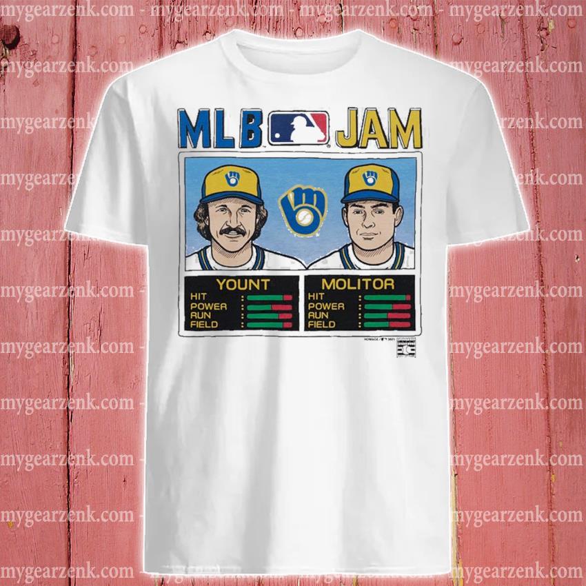 MLB Jam Brewers Molitor and Yount T-Shirt from Homage. | Ash | Vintage Apparel from Homage.