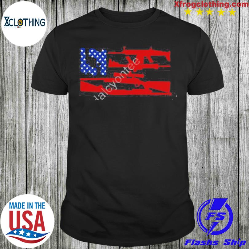 Hunter Kimbell Wearing Gun Freedom Flag Shirt