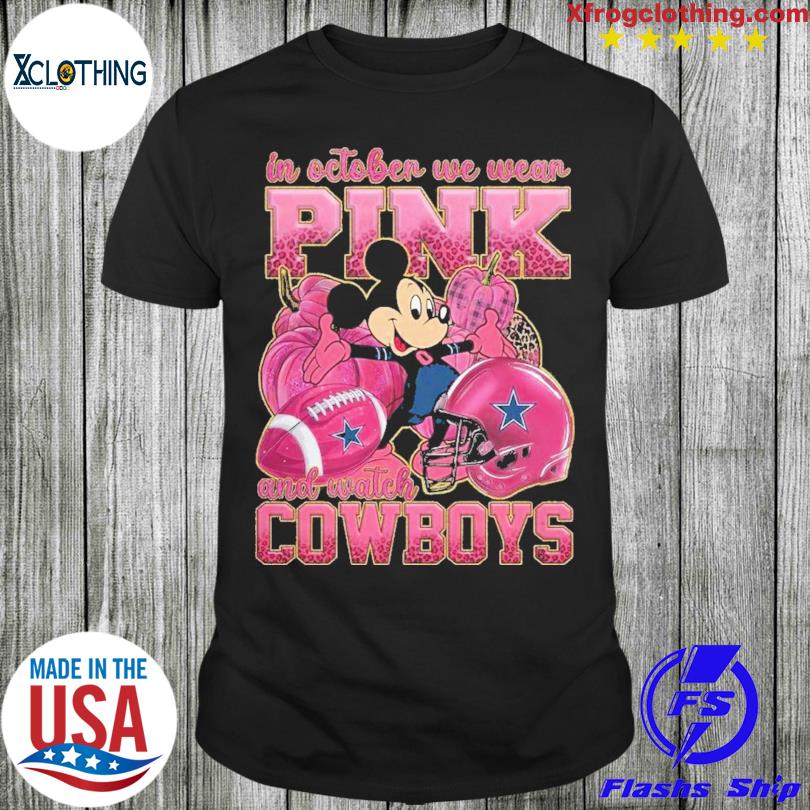 In October we wear pink and watch Arizona Cardinals Mickey Disney shirt,  hoodie, sweater, long sleeve and tank top