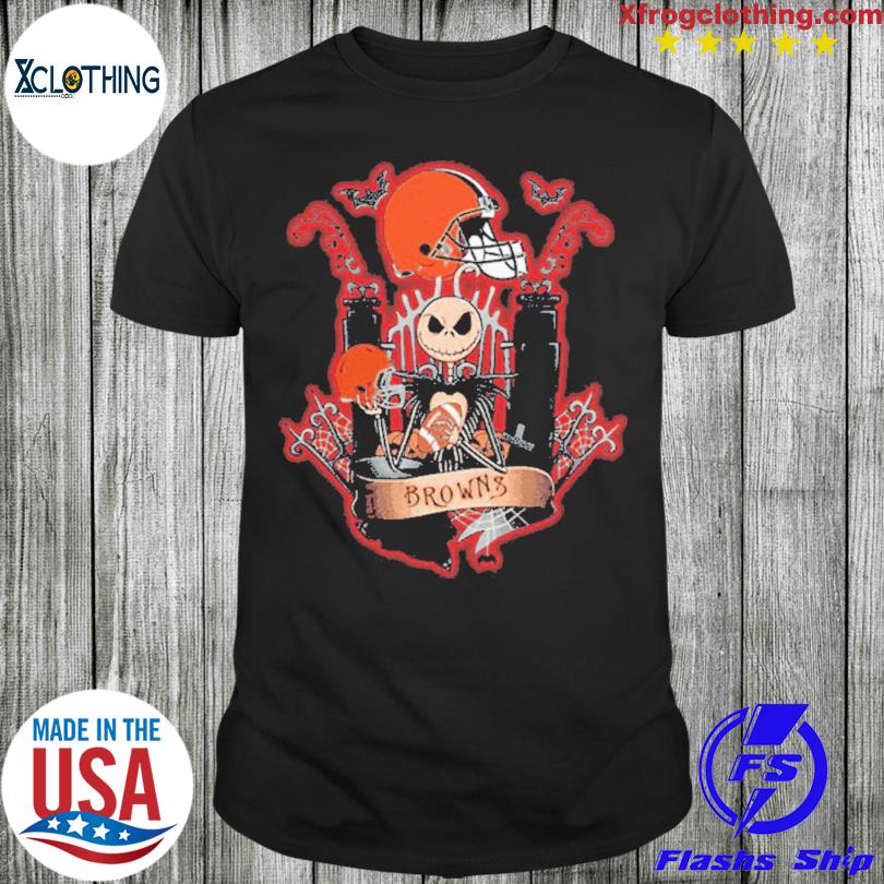 NEW Jack Skellington Halloween Cleveland Browns Fan Unisex T-Shirt