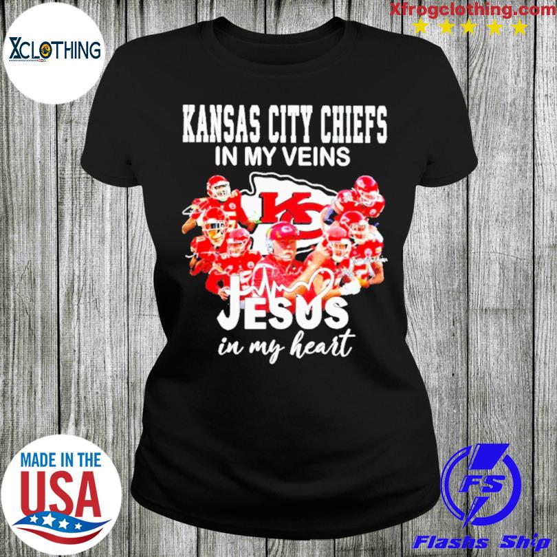 Best Kansas City Chiefs in my veins Jesus in my heart shirt, hoodie,  sweater, long sleeve and tank top