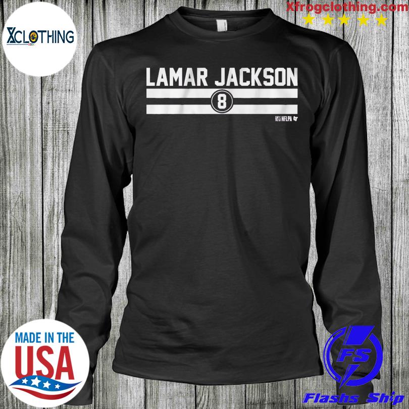 Official lamar Jackson Name Number Stripe Shirt - Limotees