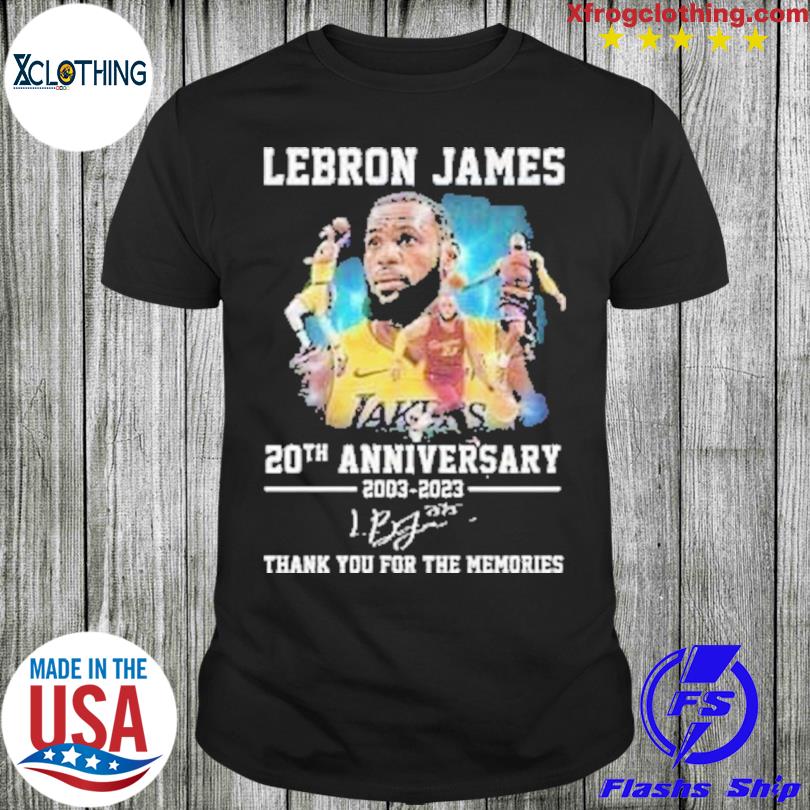 Lebron James 20th anniversary 2003 2023 signature thank you for the memories T-shirt