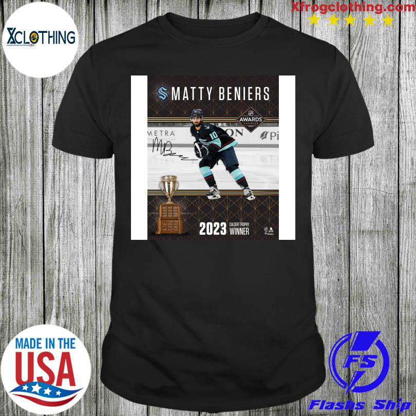 Official Matty Beniers Seattle Kraken 2023 Calder Trophy Winner T