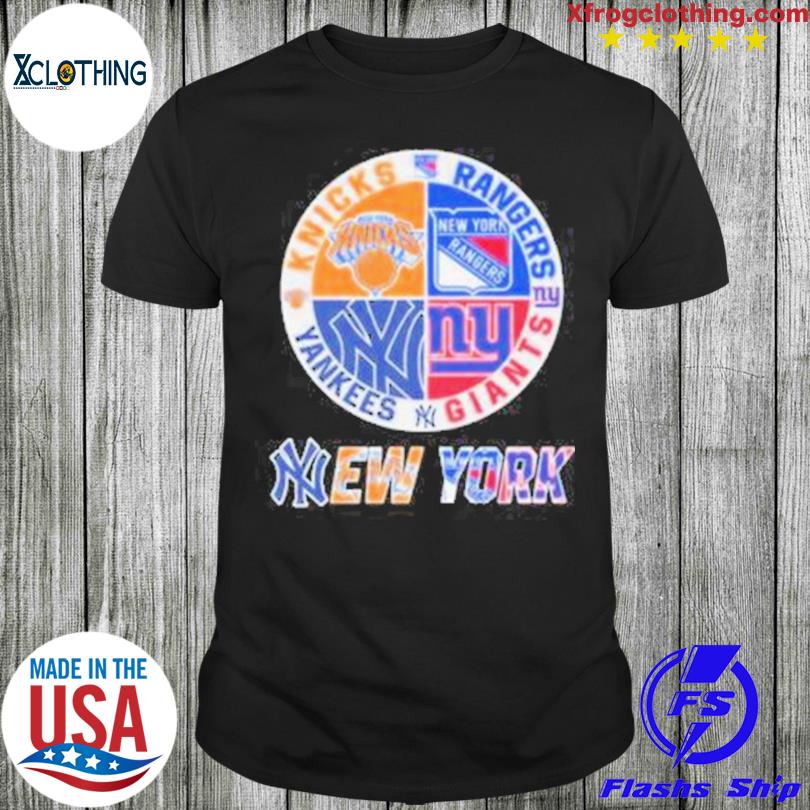 New York Knicks New York Rangers New York Yankees And New York Giants Logo  2023 Tee shirtt - Limotees